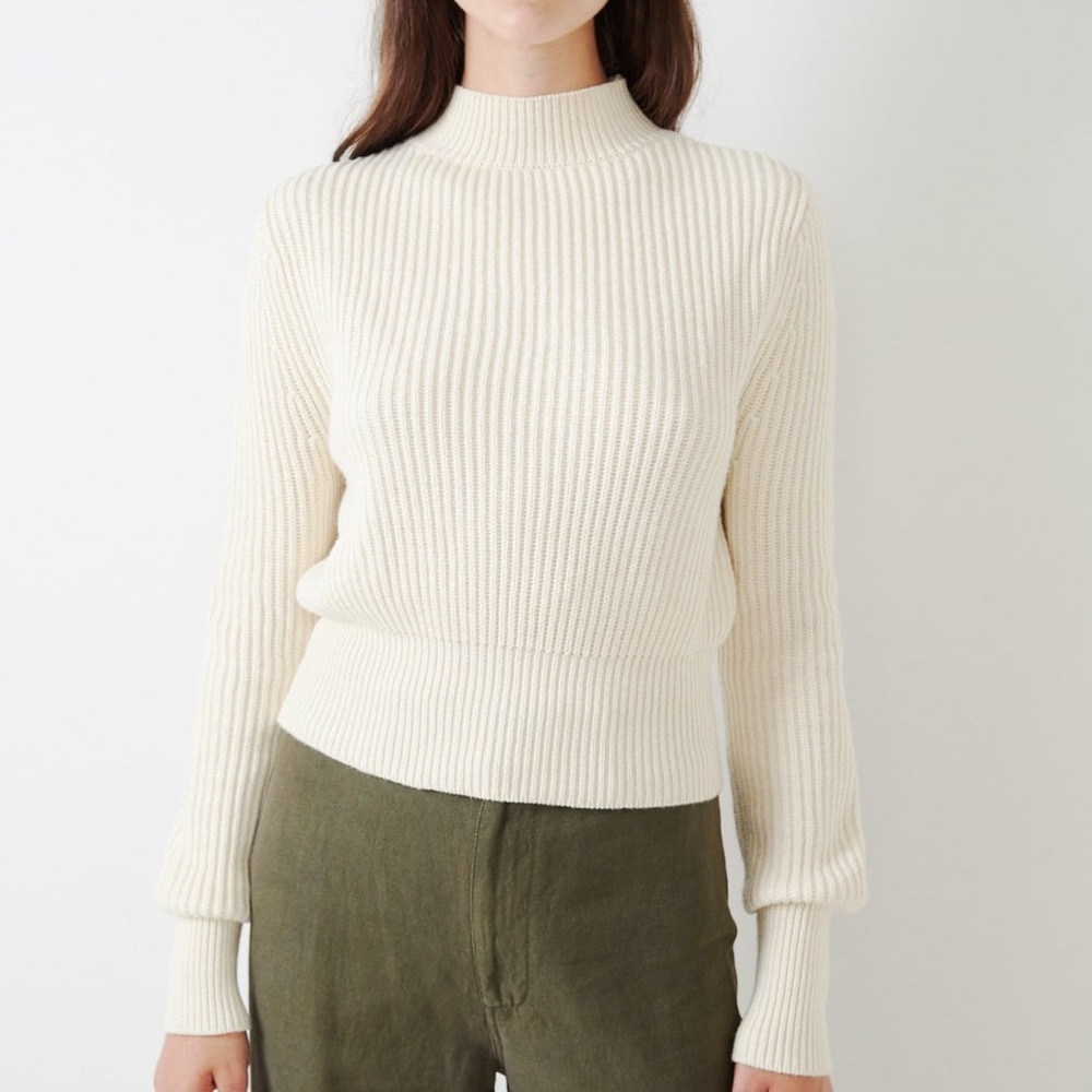 Apiece Apart Dios Mock Neck Sweater Cream